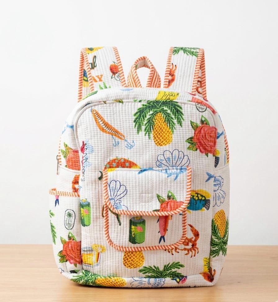 Fruit print quilted backpack