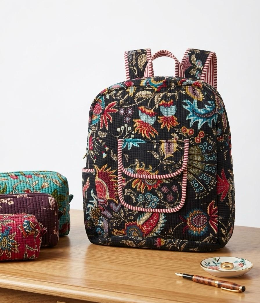 Black Floral backpack